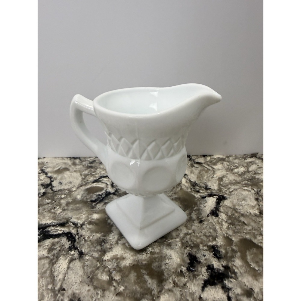 McKee Glass Company (Pennsylvania, USA) Plymouth Thumbprint Milk Glass Creamer